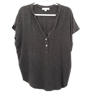 Amour Vert Gray Oversized Henley Tee XS